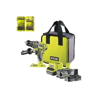 Bricomarché Pack ryobi perceuse-visseuse percussion r18pd7-252s brushless - 2 batteries 5.0 - 2.0ah - chargeur - 32 accessoires perçage - offre