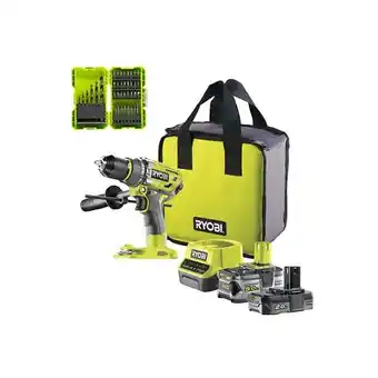 Bricorama Pack ryobi perceuse-visseuse percussion r18pd7-252s brushless - 2 batteries 5.0 - 2.0ah - chargeur - 38 accessoires perçage-v offre