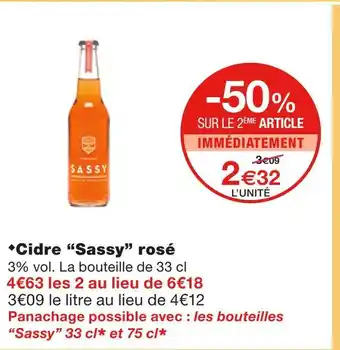 Monoprix Sassy cidre rosé offre