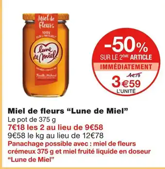 Monoprix Lune de miel miel de fleurs offre