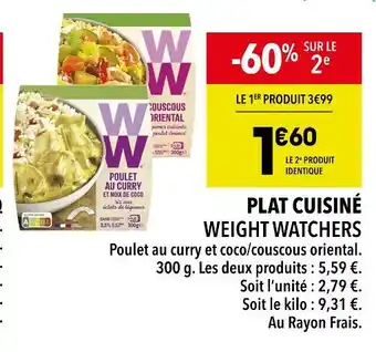 Supeco Weight watchers plat cuisiné offre