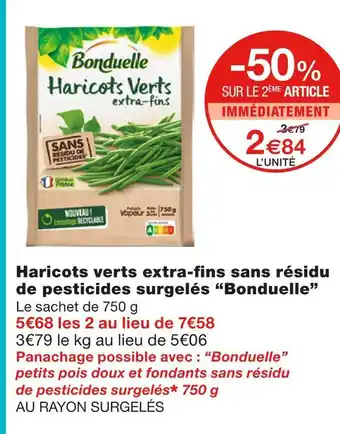 Bonduelle haricots verts extra-fins sans résidu de pesticides surgelés
