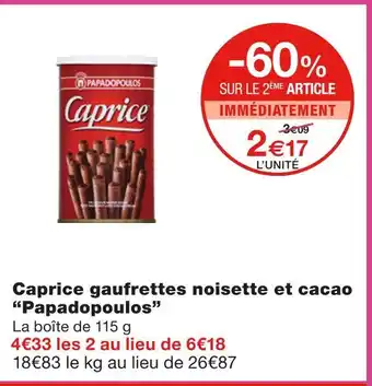 Papadopoulos caprice gaufrettes noisette et cacao