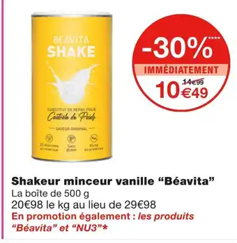 Monoprix Béavita shakeur minceur vanille offre