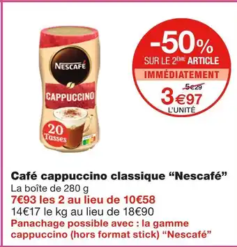 Monoprix Nescafé café cappuccino classique offre