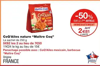 Monoprix Maître coq coq’ailes nature offre