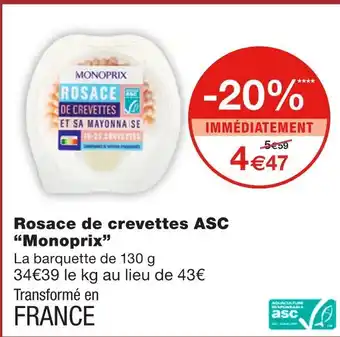 Monoprix Monoprix rosace de crevettes asc offre