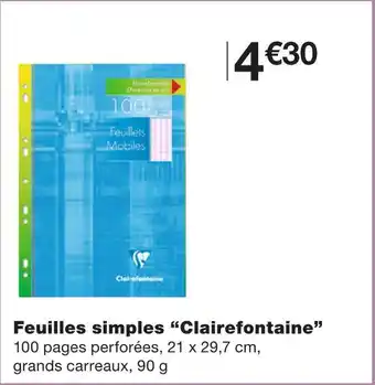 Monoprix Clairefontaine feuilles simples offre