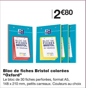 Monoprix Oxford bloc de fiches bristol colorées offre