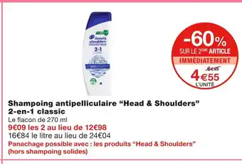 Monoprix Head & shoulders shampoing antipelliculaire 2-en-1 classic offre