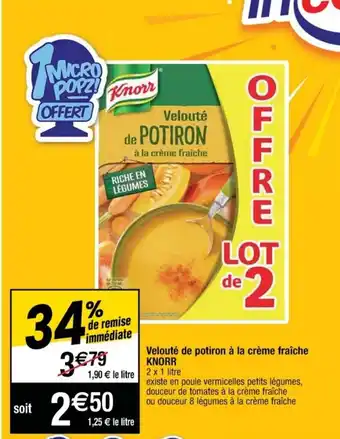 Cora x Carrefour Velouté de potiron à la crème fraîche KNORR offre