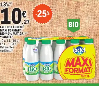 E.Leclerc Express LAIT UHT ÉCRÉMÉ MAXI FORMAT BIO 0% MAT.GR Lacte; offre