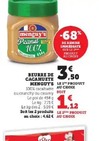 Hyper U BEURRE DE CACAHUETE offre