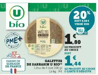 Hyper U GALETTES DE SARRASIN U BIO offre