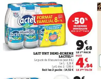 Hyper U LAIT UHT DEMI-ECREME LACTEL offre