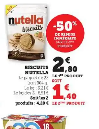 Hyper U BISCUITS NUTELLA offre