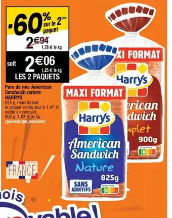 Cora x Carrefour Pain de mie american sandwich nature HARRYS offre