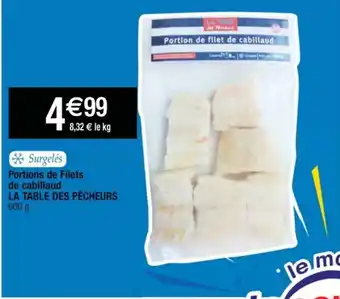 Portions de filets de cabillaud la table des pêcheurs