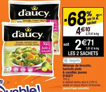 Cora x Carrefour Mélange de brocolis, haricots plats & carottes jaunes d'aucy offre