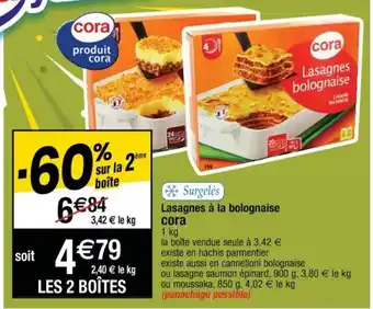 Cora x Carrefour Lasagnes à la bolognaise cora offre