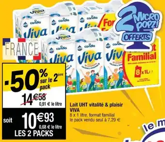 Cora x Carrefour Lait UHT vitalité & plaisir viva offre