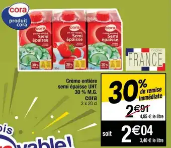 Crème entière semi épaisse UHT