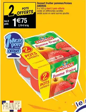 Cora x Carrefour Dessert fruitier pommes/fraises ANDROS offre