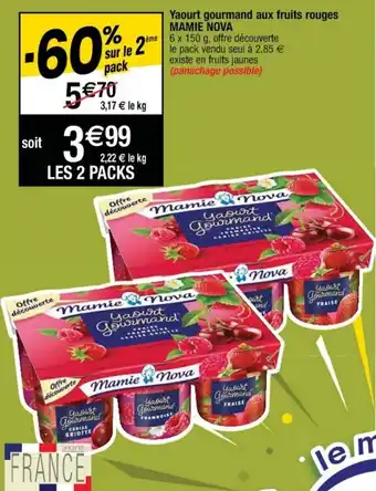 Cora x Carrefour Yaourt gourmand aux fruits rouges MAMIE NOVA offre