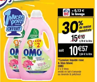 Cora x Carrefour Lessive liquide rose & lilas blanc OMO offre