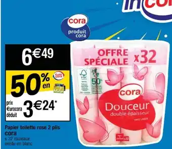 Cora x Carrefour Papier toilette rose 2 plis cora offre