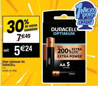 Cora x Carrefour Piles optimum AA duracell offre