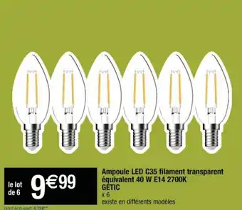 Cora x Carrefour Ampoule LED C35 filament transparent équivalent 40 W E14 offre