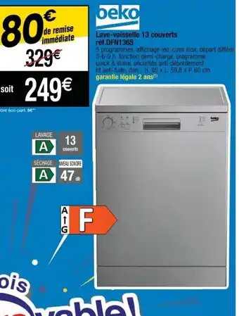 Cora x Carrefour Lave-vaisselle 13 couverts offre