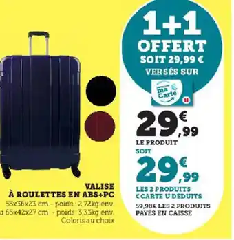 Hyper U VALISE À ROULETTES EN ABS+PC offre
