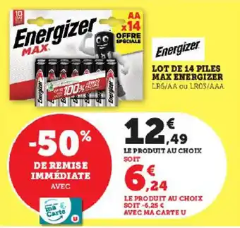 Hyper U LOT DE 14 PILES MAX ENERGIZER offre