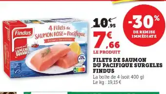 U Express FILETS DE SAUMON DU PACIFIQUE SURGELES FINDUS offre