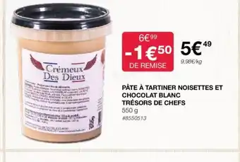 Costco PÂTE À TARTINER NOISETTES ET CHOCOLAT BLANC TRÉSORS DE CHEFS offre