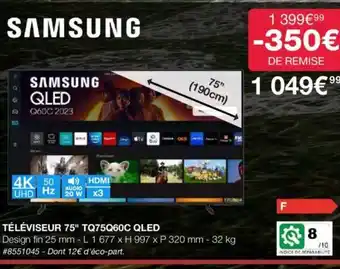 Costco TÉLÉVISEUR 75" TQ75Q60C QLED offre