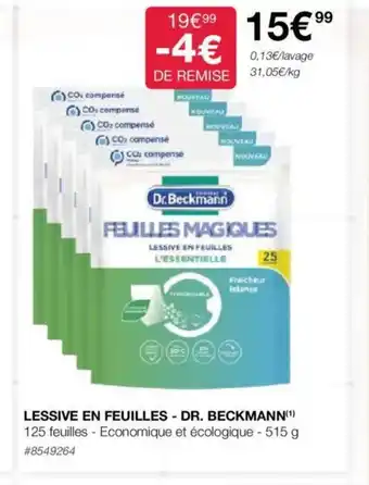 Costco LESSIVE EN FEUILLES - DR. BECKMANN offre
