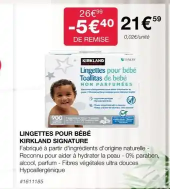 Costco LINGETTES POUR BÉBÉ KIRKLAND SIGNATURE offre