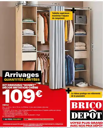 Brico Dépôt KIT DRESSING “KOMET” DÉCOR IMITATION CHÊNE offre