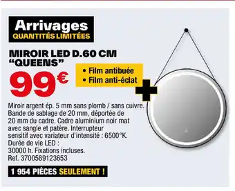 Brico Dépôt MIROIR LED D.60 CM "QUEENS" offre