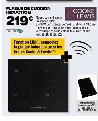 Brico Dépôt PLAQUE DE CUISSON INDUCTION offre