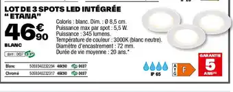 Brico Dépôt LOT DE 3 SPOTS LED INTÉGRÉE ETANA" offre