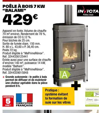 Brico Dépôt POÊLE À BOIS 7 KW BALAMI offre