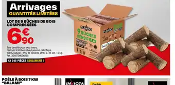 Brico Dépôt LOT DE 9 BÛCHES DE BOIS COMPRESSÉES offre