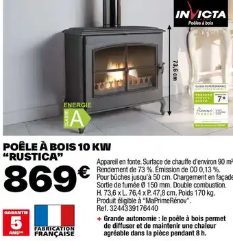 Brico Dépôt POÊLE À BOIS 10 KW "RUSTICA” offre