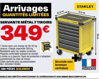 Brico Dépôt SERVANTE MÉTAL 7 TIROIRS offre