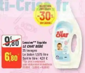 G20 Lessive** liquide LE CHAT BEBE offre