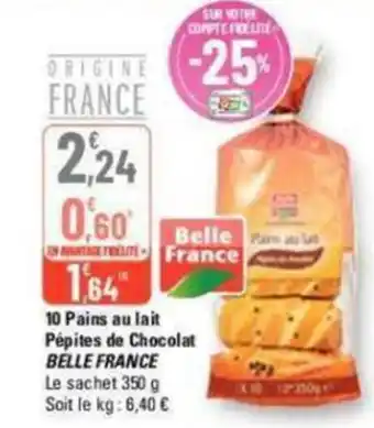 G20 10 Pains au lait Pépites de Chocolat BELLE FRANCE offre
